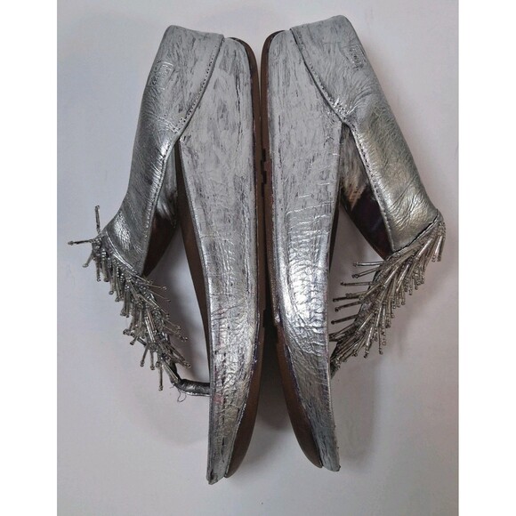 FitFlop Womens Sandals Flip Flops Size 5 Silver Beaded Tassel 534-011 Leather - Picture 4 of 7